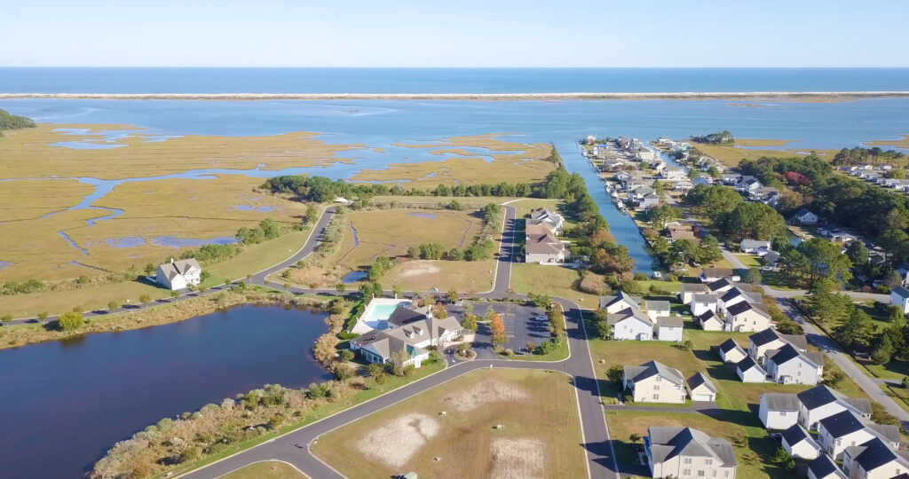aerial image of bayside and assateague
